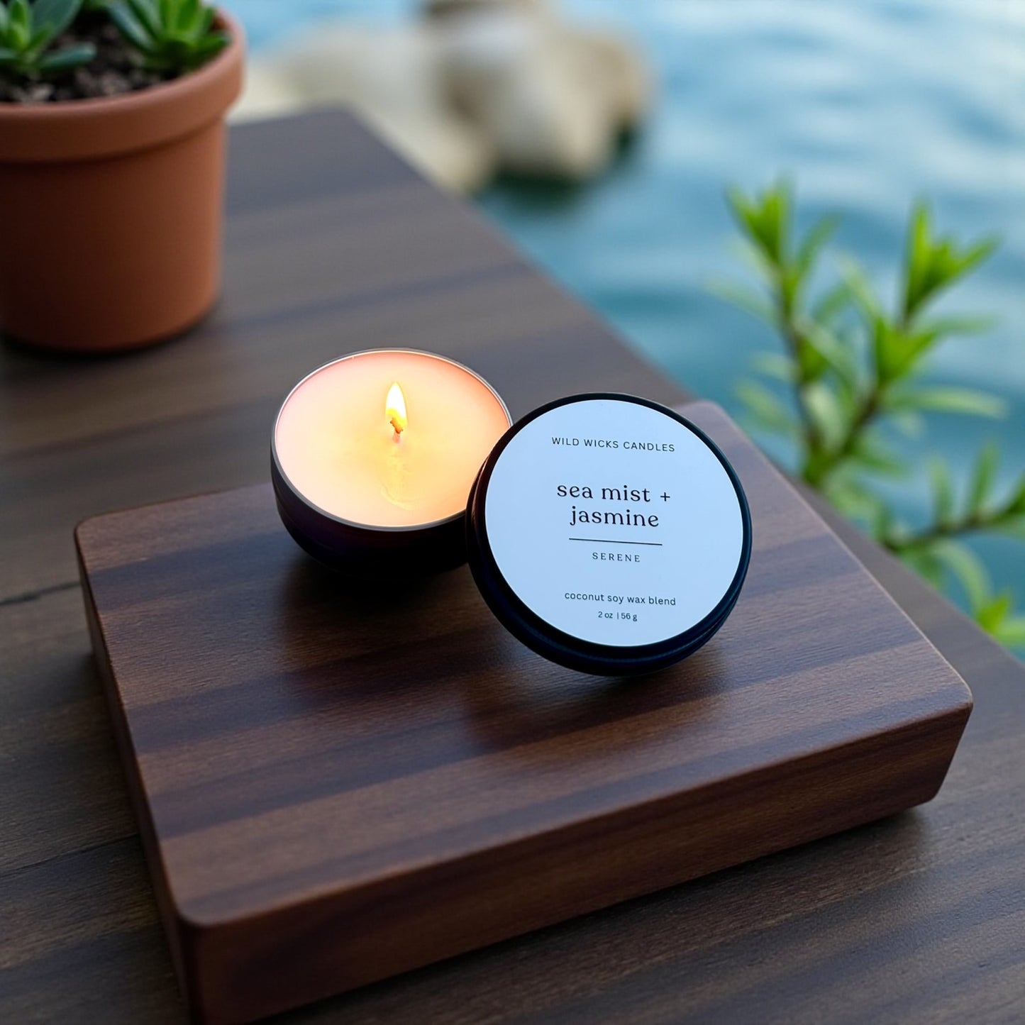 Sea Mist + Jasmine 2 oz. Candle